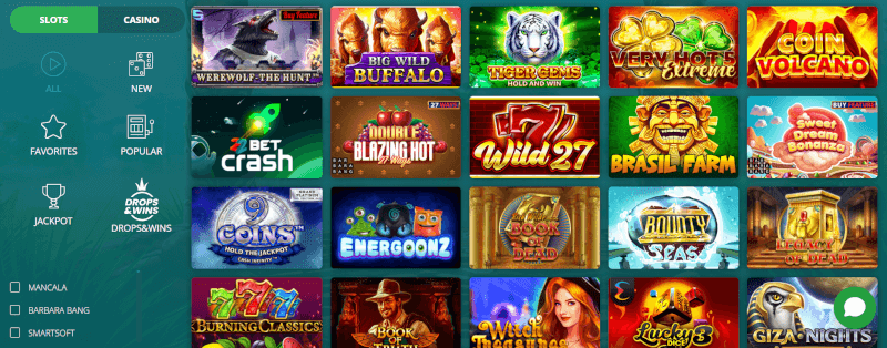 Slots at 22bet casino