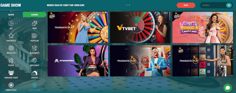 Software providers of casino games of 22bet